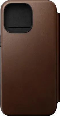 Image de Nomad Modern Cuir Folio iPhone 15 Pro Max – 3 Fentes pour Cartes et 1 pour l'Argent Liquide – Fermoir Magnétique Amovible – Compatible avec MagSafe et la Charge Sans Fil - Marron