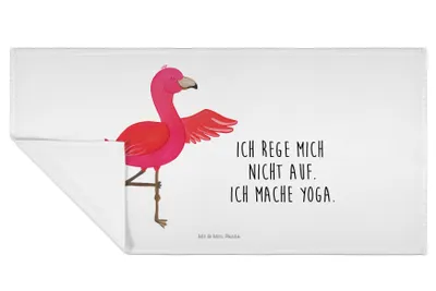 Produktbild von Mr. & Mrs. Panda gesichtshandtuch Flamingo Yoga - Weiß - Geschenk, Rosa, Meditieren, Frotteehandtuch, Namaste, Händehandtuch, Achtsamkeit, handtuch baumwolle, Flauschtuch
