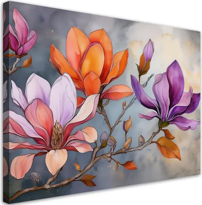 Produktbild von Leinwandbild Natur Aquarell Blume 100x70 Feeby Bunt bild für die wand bereit zum aufhängen