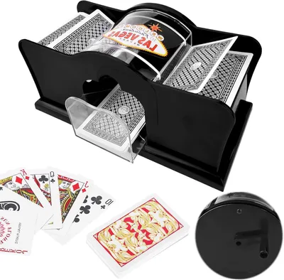 Zdjęcie produktu dla Maszyna do tasowania kart - Tasowacz kart - Gry karciane - Ręczny - 23 x 11 x 11 cm - Czarny