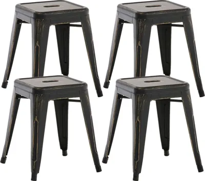 Produktbild von 4er Set Hocker Armin schwarz-gold