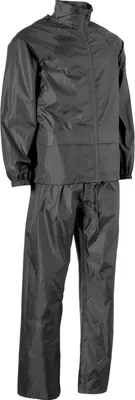 Produktbild von Elka Regenanzug Jacke und Hose, schwarz, XXXL, für Angler, mit versteckter Kapuze