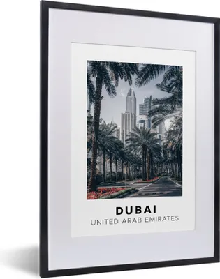 Produktbild von MuchoWow® Gerahmtes Poster Dubai - Palme - Architektur 30x40 cm - Poster mit Schwarzem Bilderrahmen Wandposter Rahmen Foto Bilder - Wandposter Schlafzimmer