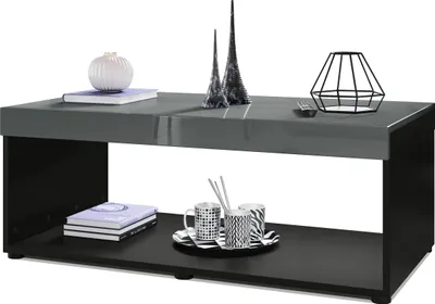 Produktbild von Vladon Couchtisch Pure,  Germany, Wohnzimmertisch in Kastenform, Schwarz matt/ Grau Hochglanz (104 x 40,5 x 58 cm)
