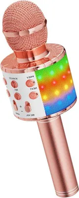 Obrázek produktu pro Bezdrátová přenosná karaoke souprava Bluetooth 4 v 1 s LED diodami, růžová