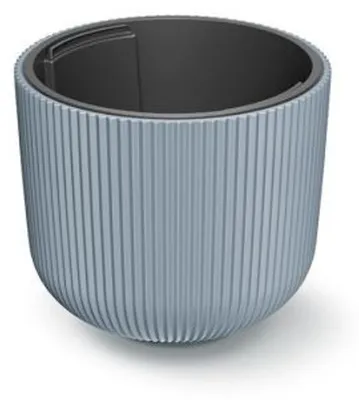 Immagine prodotto di Vaso rotondo in plastica grigio a righe 29,8x25,7 cm con inserto Milly