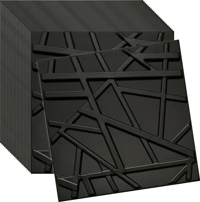 Produktbild von Verdico | 3D Wandpaneele Polystyrol - Schwarz - 50x50 Cm - 24 Stück - Deckenpaneele  - 6 m2