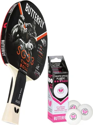 Produktbild von Butterfly 1x Timo Boll SG33 Tischtennisschläger + 3x 40+ 3*** Tischtennisbälle | Tischtennisset Tischtennis Set TT Tabletennis