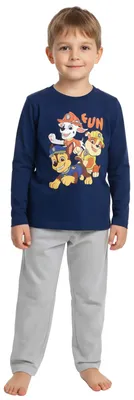 Produktbild von Paw Patrol Schlafanzug für Jungen - Adventure Bay Kinder Pyjama Set Langarm Oberteil mit Hose Blau/Grau 110-116