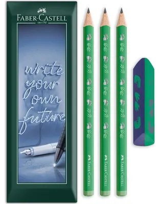 Produktbild von Faber-Castell Dinosaur Jumbo HB Bleistift- & Radiergummi-Set, 4er – Jumbo Dinosaur