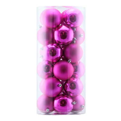 Image de Boules en plastique, d. 8 cm, rose, 12x brillant, 12x mat