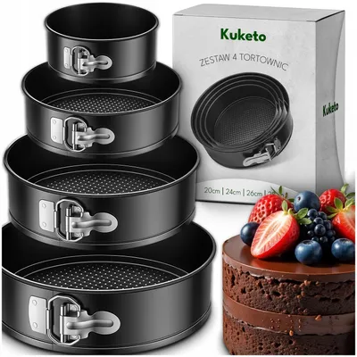Produktbild von Kuketo | Backformen Set - 4 Stück - Rund - Hochwertige Tortensformen - Für Kreative Backideen