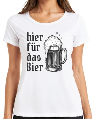 Obrázok produktu pre Tričko s nápisom "Oktoberfest", vhodné na párty s pivom, s motívom tradičného nemeckého oblečenia (kožené nohavice), pre dámy, biela farba, veľkosť M