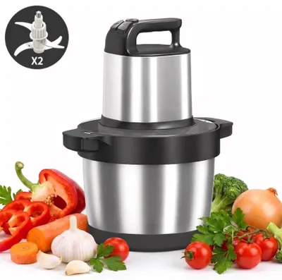 Produktbild von Elektrisch Fleischwolf Zerkleinerer 6L 1500W Multizerkleinerer mit 3 Geschwindigkeitsstufen,Fleischwolf für Fleisch, Zwiebeln, Obst, Gemüse