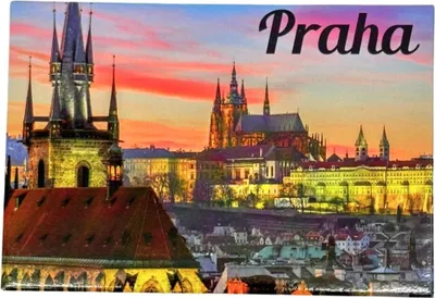 Obrázek produktu pro GiftyCity GIFTY CITY Plechový magnet - 8x5,5 cm - Pražský hrad v podvečer