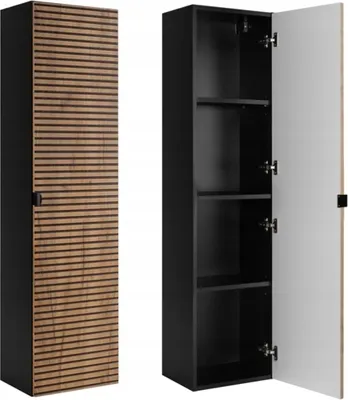 Immagine prodotto di RODAN | Mobile bagno Alto - 136 cm - Marrone opaco - Nero - Design moderno - Pratico spazio di archiviazione - LOFT