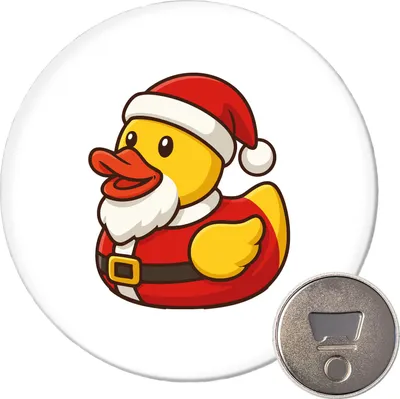 Produktbild von Huuraa Magnet Quietscheente Nikolaus Gummiente Weihnachtsmann 59mm Kühlschrankmagnet rund Flaschenöffner Geschenkidee