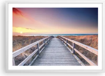 Produktbild von Gerahmtes Poster - Weißer Rahmen - Weg Meer Brücke - 70x50 cm - Wand Bild - Wanddeko - Wandbilder - Kunstposter - Wandposter - Bilderrahmen - Bilder - Kunstdruck - Wanddekoration - P2WAA70x50-4948
