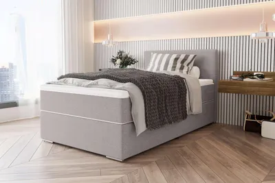 Produktbild von 99rooms Phönix Mini Boxspringbett 100x200 cm Webstoff MALMO_NEW Hellgrau