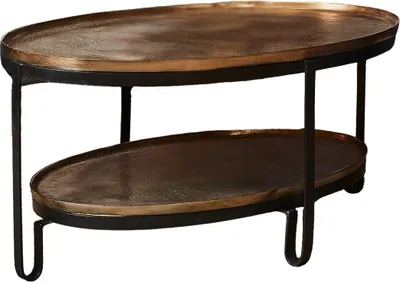 Produktbild von Couchtisch Anna Oval Aluminium Eisen Gold Schwarz 98 x 60 x 45 cm