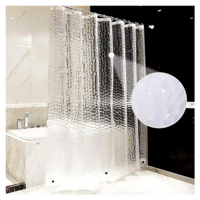 Produktbild von Duschvorhang 200x200 cm 3D Eva Transparent Antischimmel mit Gewicht Bleiblock Unten, Wasserdichter Badezimmervorhang Umweltfreundlich Waschbar