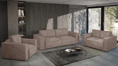 Produktbild von Sofaset Designersofa VAJANA 3-2-1 Stoff Tilia Beige