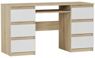 Obrázek produktu pro Psací stůl počítačový 135 cm 6 zásuvek FRAMIRE N-32 mix sonoma