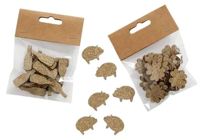 Produktbild von 72 Stück Silvesterdekoration aus Holz in Goldfarben