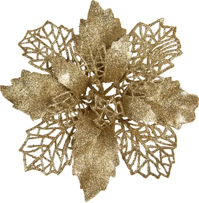Obrázok produktu pre Clayre & Eef Umelá poinsettia Ø 22x5 cm Zlatý plast