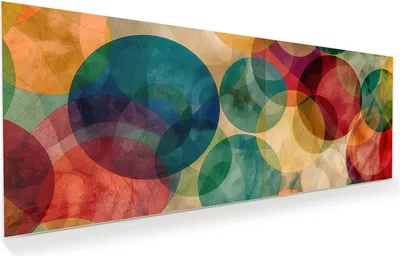 Produktbild von Glasbild 150x60cm in XXL für Wohnzimmer, Schlafzimmer Motiv Farbenfrohe Kreise