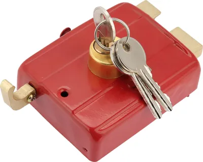 Image de Serrure à pêne dormant avec clés pour porte d'entrée Rouge