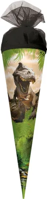Produktbild von ROTH Geschenk-Schultüte klein Tyrannosaurus 35 cm rund Tüllverschluss Zuckertüte Schulanfang