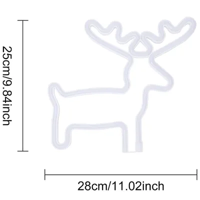 Immagine prodotto di Insegna al neon LED renna colorata 25x28 cm - Decorazione natalizia da parete con cervo - Alimentazione USB e a batteria
