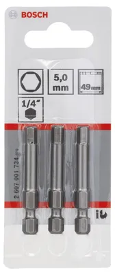 Obrázok produktu pre Skrutkovací bit Extra-Hard HEX 5, 49 mm, 3-balenie