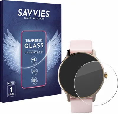Produktbild von Savvies Schutzglas für Hama Fit Watch 4910 Displayschutz 9H Glas klar transparent