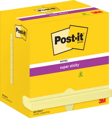 Produktbild von Post-it® Haftnotiz Super Sticky Notes, 76 x 127 mm, gelb, 90 Blatt/Block, 12 Blöcke