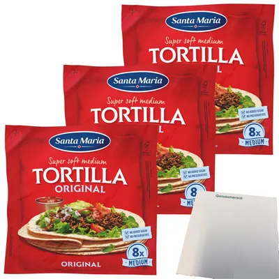 Produktbild von Santa Maria Original Soft Tortillia 3er Pack (3x320g Packung) + usy Block