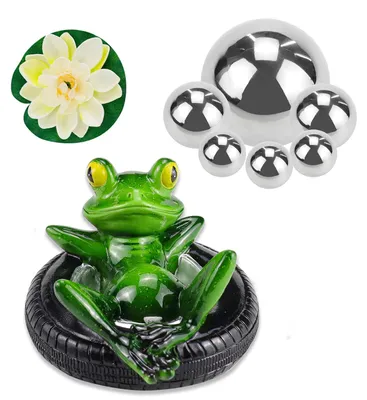 Produktbild von Dekorationsset für Miniteich mit schwimmendem Frosch und 6 Dekokugeln