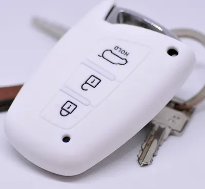 Produktbild von Auto Schlüssel Hülle Silikon Schutz Cover Weiß kompatibel mit Hyundai Genesis Equus ix45 Grandeur Santa Fe Azera 3 Tasten KEYLESS SMARTKEY