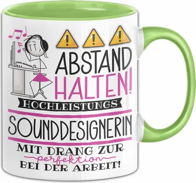 Produktbild von Sounddesignerin Tasse Geschenk Lustig Abstand Halten Hochleistungs-Sounddesignerin Mit Drang Zur Perfektion Bei Der Arbeit (Grün)