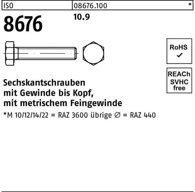 Produktbild von Reyher  Sechskantschrauben ISO 8676 10.9 M 12 x 1,50 x 55 (100 Stück)