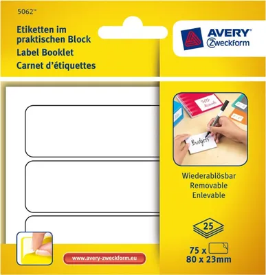 Produktbild von Etiketten im Block 80x23mm Wiederablösbar 75x Stück