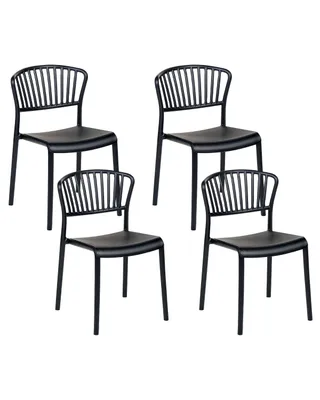 Produktbild von BELIANI Esszimmerstühle 4er Set Schwarz aus Kunststoff für Innen- und Außenbereich Geeignet Moderner Stil Plastik Gartenstühle für Garten Esszimmer