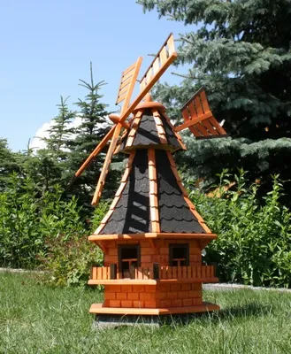 Produktbild von Große Windmühle, Windmühlen wetterfest mit Solarbeleuchtung schwarz Typ 6