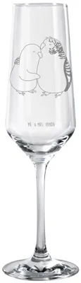 Produktbild von Mr. & Mrs. Panda Glas Wellensittich Liebe - Transparent - Geschenk, Verknallt, Hocheitstag, Trinkglas, Nähe, dekorglas, Kuscheln, glücklich, Sektflöte, Champagnerglas