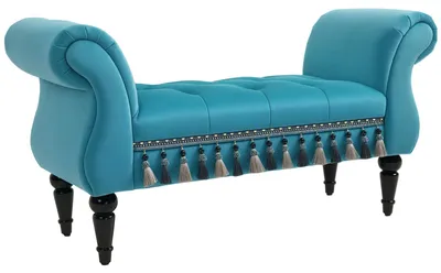 Produktbild von HOMCOM Sitzbank Polsterbank mit Samt-Bezug 117 x 40 x 58 cm Blau