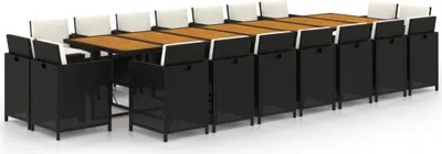 Obrázok produktu pre vidaXL 19-dielny záhradný jedálenský set s vankúšmi Black Poly Rattan