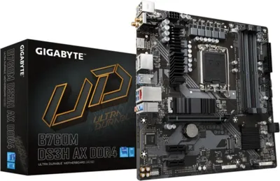 Produktbild von Gigabyte B760M DS3H AX DDR4 - 1.X - Motherboard - micro ATX - LGA1700-Sockel - B760 Chipsatz - USB-C 3.2 Gen2, USB 3.2 Gen 1 - 2.5 Gigabit LAN, Wi-Fi 6E, Bluetooth - Onboard-Grafik (CPU erforderlich)