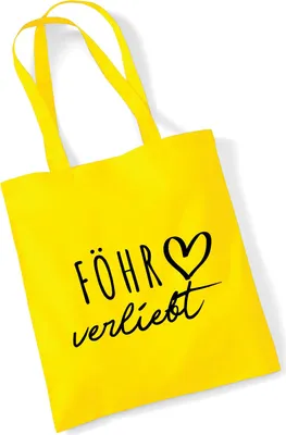 Produktbild von Huuraa Jutebeutel Föhr verliebt 10 Liter Yellow Baumwolle Tasche Geschenkidee