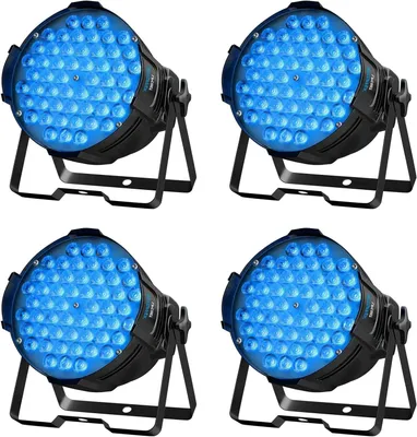 Image de Projecteur LED stroboscopique - Projecteur pour discothèque - Éclairage pour fêtes - Éclairage pour DJ - Éclairage de scène - 54 LED RGB de 3W